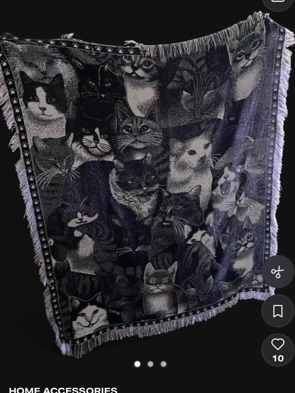 Source Unknown Black & White Cat Tapestry Throw